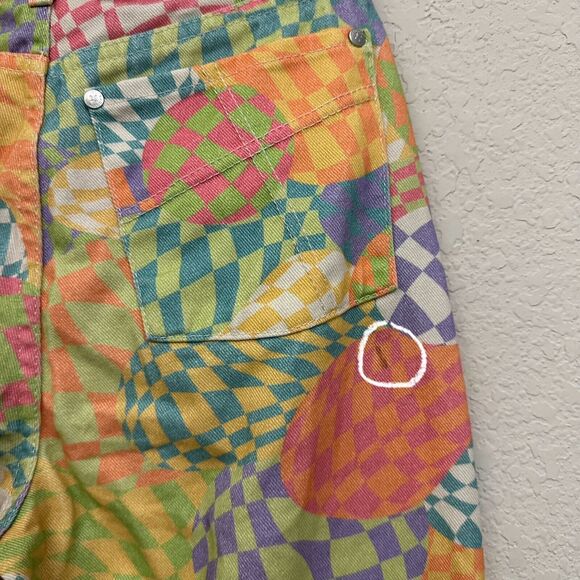 THE RAGGED PRIEST Sensory Dad Jeans Colorful Checkered Hippie Retro - Picture 10 of 16